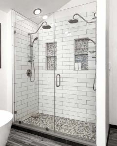 Clamp-mounted shower glass installation