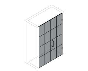 Grid finish divided-light glass shower doors