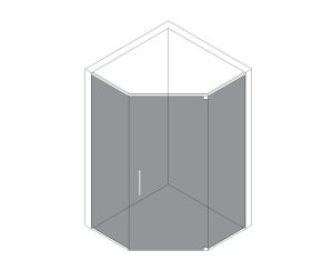 Neo-angle shower glass layout