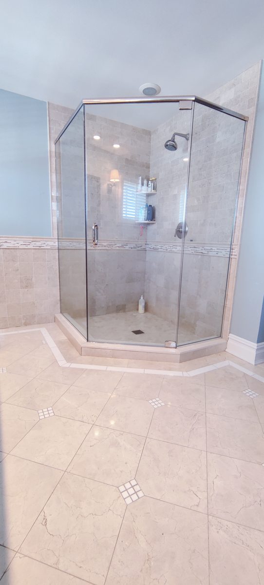 Frameless shower door installation by ProForm