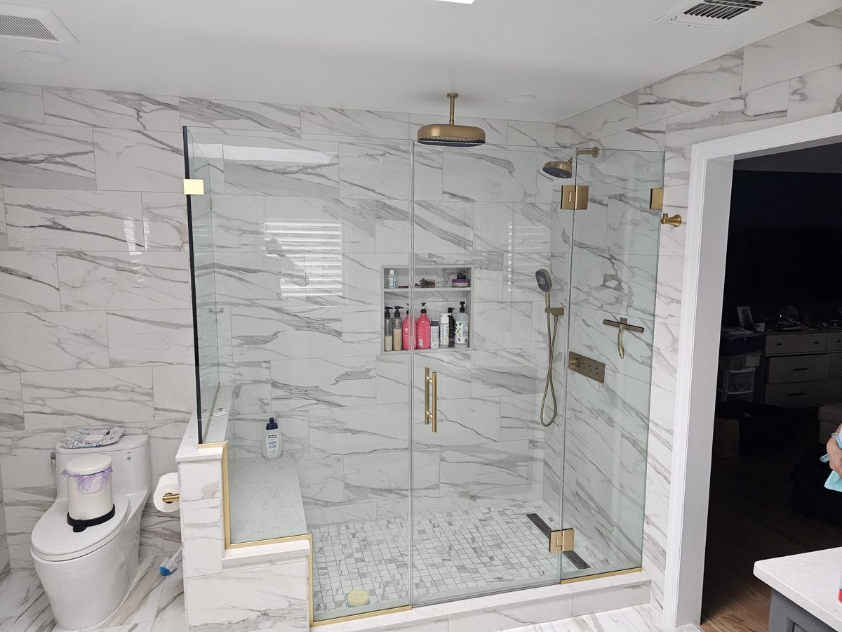 Frameless shower door installation by ProForm